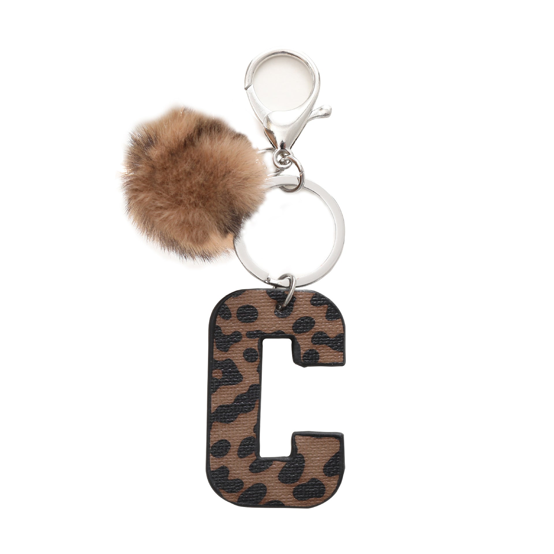 Wholesale Western Cowboy Style Leopard Print Oil Edge Letter Leather Keychains